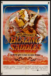 5m115 BLAZING SADDLES 1sh '74 classic Mel Brooks western, art of Cleavon Little by John Alvin!