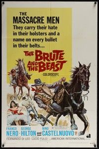 5m151 BRUTE & THE BEAST 1sh '69 Lucio Fulci, cool art of Franco Nero riding side saddle!