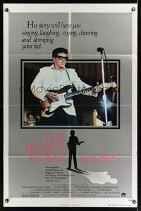 5m153 BUDDY HOLLY STORY style A 1sh '78 great image of Gary Busey performing on stage with guitar!