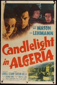 5m166 CANDLELIGHT IN ALGERIA 1sh '44 film noir, art of James Mason & Carla Lehmann!
