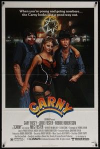 5m171 CARNY 1sh '80 Jodie Foster, Robbie Robertson, Gary Busey in carnival clown make up!