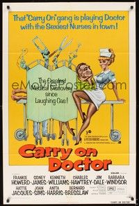 5m172 CARRY ON DOCTOR 1sh '72 English sexiest hospital nurses, wacky operation artwork!