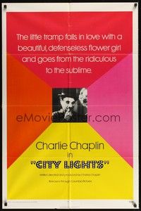 5m196 CITY LIGHTS 1sh R72 Charlie Chaplin goes from the ridiculous to the sublime!