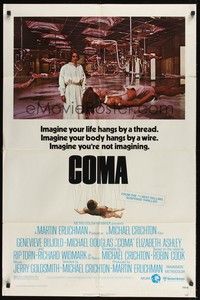 5m206 COMA 1sh '77 Genevieve Bujold finds room of hanging unconscious sexy beautiful women!