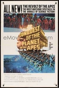 5m215 CONQUEST OF THE PLANET OF THE APES style B int'l 1sh '72 McDowall, the apes are revolting!