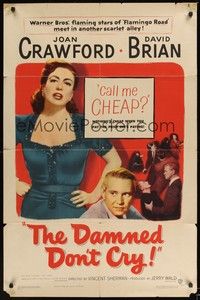 5m239 DAMNED DON'T CRY 1sh '50 Joan Crawford is the private lady of a Public Enemy!
