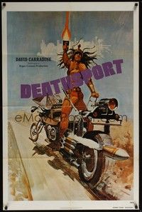 5m243 DEATHSPORT teaser 1sh '78 David Carradine, great artwork of futuristic battle motorcycle!