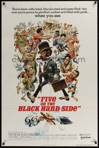 5m318 FIVE ON THE BLACK HAND SIDE 1sh '73 great Jack Davis artwork of entire cast!