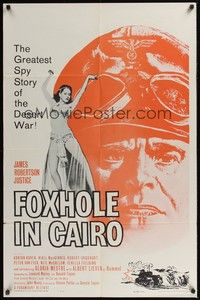 5m328 FOXHOLE IN CAIRO 1sh '61 James Robertson Justice, art of sexy belly dancer girl!