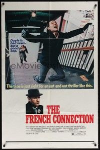 5m330 FRENCH CONNECTION 1sh '71 Gene Hackman in movie chase climax, directed by William Friedkin!
