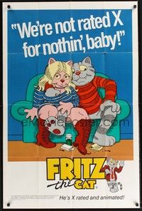 5m331 FRITZ THE CAT 1sh '72 Ralph Bakshi sex cartoon, he's x-rated and animated!