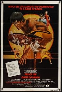 5m336 GAME OF DEATH 1sh '79 Bruce Lee, cool Bob Gleason martial arts artwork!