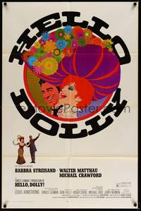 5m397 HELLO DOLLY 1sh '70 art of Barbra Streisand & Walter Matthau by Richard Amsel!