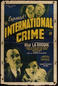 5m438 INTERNATIONAL CRIME 1sh '38 directed by Charles Lamont, Rod La Rocque, Astrid Allwyn!