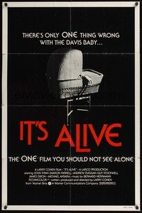 5m445 IT'S ALIVE 1sh R76 Larry Cohen, classic creepy baby carriage image!