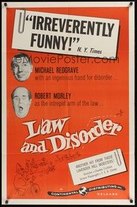 5m485 LAW & DISORDER 1sh '58 Michael Redgrave, Robert Morley, English comedy!