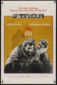 5m502 LION IN WINTER style A 1sh '68 Katharine Hepburn, Peter O'Toole as Henry II!