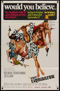 5m503 LIQUIDATOR 1sh '66 artwork of Rod Taylor & sexy spy babes by Bob Peak!