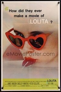 5m508 LOLITA 1sh '62 Stanley Kubrick, sexy Sue Lyon with heart sunglasses & lollipop!