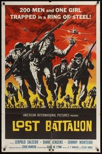 5m511 LOST BATTALION 1sh '61 200 men and one girl trapped in a ring of steel, cool art!