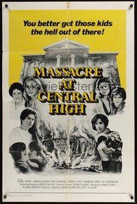 5m544 MASSACRE AT CENTRAL HIGH 1sh '76 Carradine, you better get those kids the hell out of there!