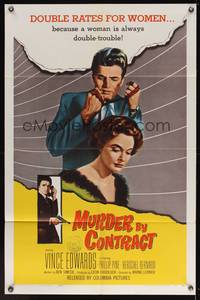 5m567 MURDER BY CONTRACT 1sh '59 Vince Edwards prepares to strangle woman with necktie!