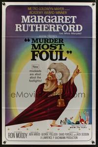 5m570 MURDER MOST FOUL 1sh '64 art of Margaret Rutherford, written by Agatha Christie!