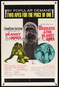 5m642 PLANET OF THE APES/BENEATH THE PLANET OF THE APES 1sh '71 2 apes for the price of 1!