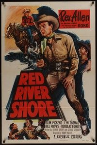 5m673 RED RIVER SHORE 1sh '53 cool full-length artwork of cowboy Rex Allen pointing gun!