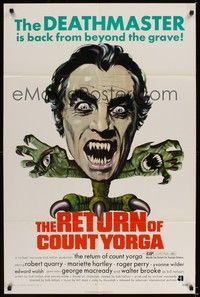 5m677 RETURN OF COUNT YORGA 1sh '71 Robert Quarry, AIP vampires, wild monster art!