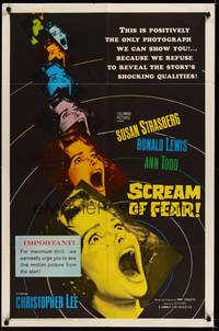5m713 SCREAM OF FEAR 1sh '61 Hammer, great images of Susan Strasberg, horror thriller!