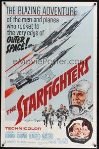 5m774 STARFIGHTERS 1sh '64 cool artwork of the men & planes who rocket to the edge of space!