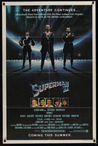 5m801 SUPERMAN II teaser 1sh '81 Christopher Reeve, cool image of villain Terence Stamp!