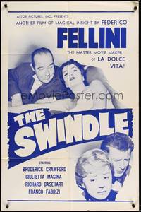 5m814 SWINDLE 1sh '62 Federico Fellini's Il bidone, Broderick Crawford, Giulietta Masina!