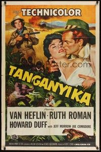 5m824 TANGANYIKA 1sh '54 Van Heflin & Ruth Roman in Africa, the land of the hunter & hunted!