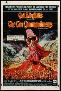 5m828 TEN COMMANDMENTS 1sh R72 directed by Cecil B. DeMille, art of Charlton Heston!