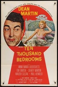 5m831 TEN THOUSAND BEDROOMS style D 1sh '57 art of Dean Martin & sexy Anna Maria Alberghetti in bed