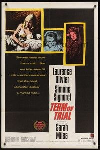 5m832 TERM OF TRIAL 1sh '62 teacher Laurence Olivier has an affair w/youngest girl in his class!