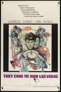 5m843 THEY CAME TO ROB LAS VEGAS 1sh '68 Gary Lockwood, cool artwork including roulette wheel!