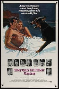 5m844 THEY ONLY KILL THEIR MASTERS int'l 1sh '72 James Garner & Doberman Pincer dog in bed!