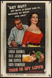 5m851 THIS IS MY LOVE 1sh '54 Dan Duryea hates Faith Domergue for what she did to his wife!