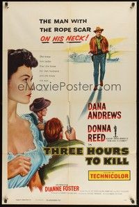 5m859 THREE HOURS TO KILL 1sh '54 Dana Andrews is the man with the rope scar on his neck!