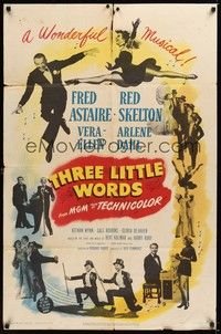 5m860 THREE LITTLE WORDS 1sh '50 art of Fred Astaire, Red Skelton & super sexy dancing Vera-Ellen!
