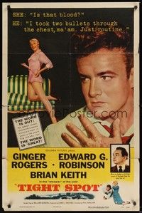 5m870 TIGHT SPOT 1sh '55 Edward G Robinson, art of pretty Ginger Rogers, great tagline!