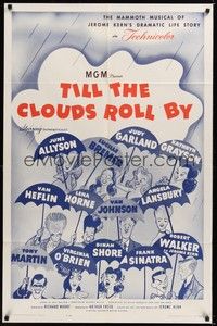 5m873 TILL THE CLOUDS ROLL BY 1sh R62 great art of 13 all-stars with umbrellas by Al Hirschfeld!