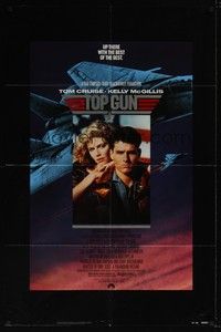 5m885 TOP GUN 1sh '86 great image of Tom Cruise & Kelly McGillis, Navy fighter jets!