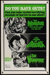 5m896 DO YOU HAVE GUTS 1sh '71 great horror artwork of monsters & vampires!