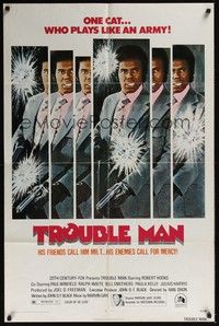5m897 TROUBLE MAN 1sh '72 action art of Robert Hooks, one cat who plays like an army!