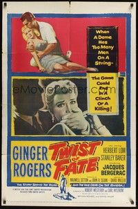 5m906 TWIST OF FATE 1sh '54 sexy dame Ginger Rogers has too many men on a string!