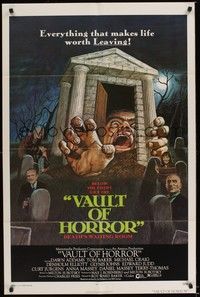 5m924 VAULT OF HORROR 1sh '73 Tales from Crypt sequel, cool art of death's waiting room!
